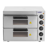 Royal Catering RCPO-3000-2PS-1 Pizzaofen elektrisch 2 Kammern Pizzabackofen Pizza Ofen Schamotte Schamotteboden (3000W, 2 Schamotte-Steinböden: 40 x 40 x 1,5 cm, Timer bis 120 min, Edelstahl)