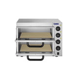 Royal Catering RCPO-3000-2PS-1 Pizzaofen elektrisch 2 Kammern Pizzabackofen Pizza Ofen Schamotte Schamotteboden (3000W, 2 Schamotte-Steinböden: 40 x 40 x 1,5 cm, Timer bis 120 min, Edelstahl)