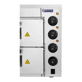 Royal Catering RCPO-3000-2PS-1 Pizzaofen elektrisch 2 Kammern Pizzabackofen Pizza Ofen Schamotte Schamotteboden (3000W, 2 Schamotte-Steinböden: 40 x 40 x 1,5 cm, Timer bis 120 min, Edelstahl)