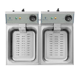 Royal Catering Kommerzielle Fritteuse Kapazität 2 x 10 l 6400 W 60-200 °C Kaltzone Ablasshahn autom. Abschaltung Thermoschutz Cool-Touch-Griff Elektro-Doppel-Fritteuse Gastro-Fritteuse