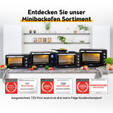 TZS First Austria - Minibackofen mit Kochplatten 60L 3200 W - Mini Backofen Pizzaofen mit Herdplatten bis 230°C & 6 Heizmodi - Miniofen Kombigerät mit 4 Einschubhöhen & hochwertigem Zubehör
