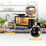 TZS First Austria - Minibackofen mit Kochplatten 60L 3200 W - Mini Backofen Pizzaofen mit Herdplatten bis 230°C & 6 Heizmodi - Miniofen Kombigerät mit 4 Einschubhöhen & hochwertigem Zubehör