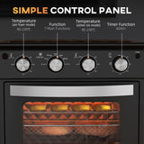 HOMCOM Mini Backofen mit Umluft 30 L 1600W 90-230℃ 60 Min. Timer inkl. Krümelblech, Warmhalteplatten, Backblech, Grillrost, Frittierkorb, Minibackofen Pizza-Ofen, Schwarz