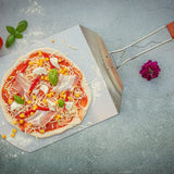 Mahlzeit Edelstahl Pizzaschieber mit Bambus Griff | 25,5 x 30,5 cm | Pizzaschaufel für Pizzaofen | Pizzawender zum Backen | Schieber, Grillzubehör, Schaufel, Pizzapaddel, Klappgriff