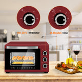 WOLTU Mini Backofen 21 L, elektrischer Minibackofen, Miniofen, Pizzaofen, 1280 W, 100-230 °C, Timer 60 Min., Ober-/Unterhitze, Doppelverglasung, Rot