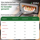 GIU Elektrischer Pizzaofen - Starker Elektro-Ofen für neapolitanische Pizza | Backofen, Pizzaofen, elektrisch, Electric Oven | Über 400 Grad FusionHeat-Tech | Genieße Steinofen-Geschmack Zuhause
