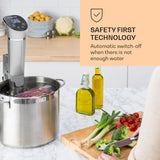 Klarstein Quickstick- Sous-Vide Garer, Präzisionskochtopf, Schongarer, 1300 Watt, Timerfunktion, 3D Circulating, 0-95 °C, LCD Touch-Display, wasserdicht, bis 20 Liter, flex, silber
