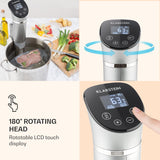 Klarstein Quickstick- Sous-Vide Garer, Präzisionskochtopf, Schongarer, 1300 Watt, Timerfunktion, 3D Circulating, 0-95 °C, LCD Touch-Display, wasserdicht, bis 20 Liter, flex, silber