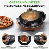 NutriChef Pizzaofen Stein – 30,5 cm, 427 °C, Thermometer, Antihaft, Schwarz - Knusprige Pizza wie beim Italiener – Kompakt, Sichtfenster, Ober-/Unterhitze