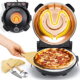 NutriChef Pizzaofen Stein – 30,5 cm, 427 °C, Thermometer, Antihaft, Schwarz - Knusprige Pizza wie beim Italiener – Kompakt, Sichtfenster, Ober-/Unterhitze