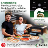 GIU Elektrischer Pizzaofen - Starker Elektro-Ofen für neapolitanische Pizza | Backofen, Pizzaofen, elektrisch, Electric Oven | Über 400 Grad FusionHeat-Tech | Genieße Steinofen-Geschmack Zuhause