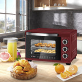 WOLTU Mini Backofen 21 L, elektrischer Minibackofen, Miniofen, Pizzaofen, 1280 W, 100-230 °C, Timer 60 Min., Ober-/Unterhitze, Doppelverglasung, Rot