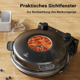 Pizzamaker mit Keramiksteinplatte Ø32cm und Sichtfenster, zwei Heizelemente max. 400°C, mit Timer