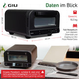 GIU Elektrischer Pizzaofen - Starker Elektro-Ofen für neapolitanische Pizza | Backofen, Pizzaofen, elektrisch, Electric Oven | Über 400 Grad FusionHeat-Tech | Genieße Steinofen-Geschmack Zuhause
