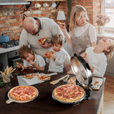 Pizzamaker mit Keramiksteinplatte Ø32cm und Sichtfenster, zwei Heizelemente max. 400°C, mit Timer