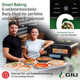 GIU Elektrischer Pizzaofen - Starker Elektro-Ofen für neapolitanische Pizza | Backofen, Pizzaofen, elektrisch, Electric Oven | Über 400 Grad FusionHeat-Tech | Genieße Steinofen-Geschmack Zuhause