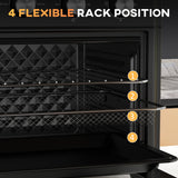 HOMCOM Mini Backofen mit Umluft 30 L 1600W 90-230℃ 60 Min. Timer inkl. Krümelblech, Warmhalteplatten, Backblech, Grillrost, Frittierkorb, Minibackofen Pizza-Ofen, Schwarz