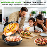 NutriChef Pizzaofen Stein – 30,5 cm, 427 °C, Thermometer, Antihaft, Schwarz - Knusprige Pizza wie beim Italiener – Kompakt, Sichtfenster, Ober-/Unterhitze
