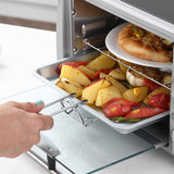 HOMCOM Mini Backofen 10 L 750W 100-230℃ 60 Min. Timer mit Backblech, Grillrost und Herausnehmbarer Bodenschale, Pizza-Ofen Silber