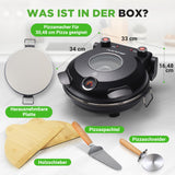 NutriChef Pizzaofen Stein – 30,5 cm, 427 °C, Thermometer, Antihaft, Schwarz - Knusprige Pizza wie beim Italiener – Kompakt, Sichtfenster, Ober-/Unterhitze