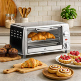 HOMCOM Mini Backofen 10 L 750W 100-230℃ 60 Min. Timer mit Backblech, Grillrost und Herausnehmbarer Bodenschale, Pizza-Ofen Silber